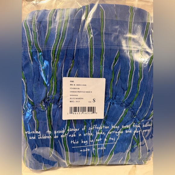 Free People Ember Tiered Stripe Midi Skirt in Blue Marina Sz XS, S $128 MSRP NWT - Picture 8 of 8